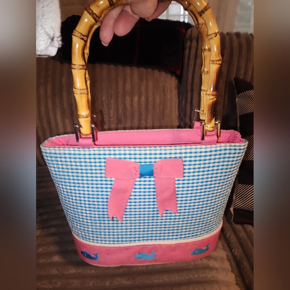 Pink and Blue Gingham Tote Bag